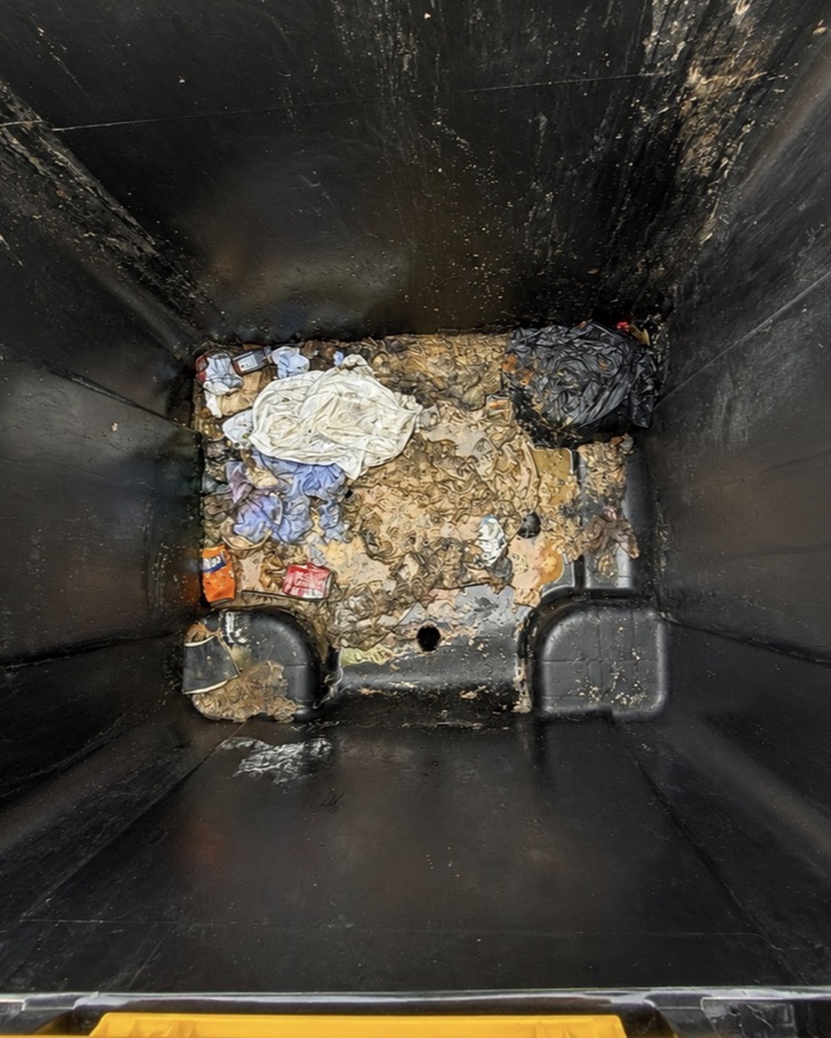 Commercial bin before cleaning