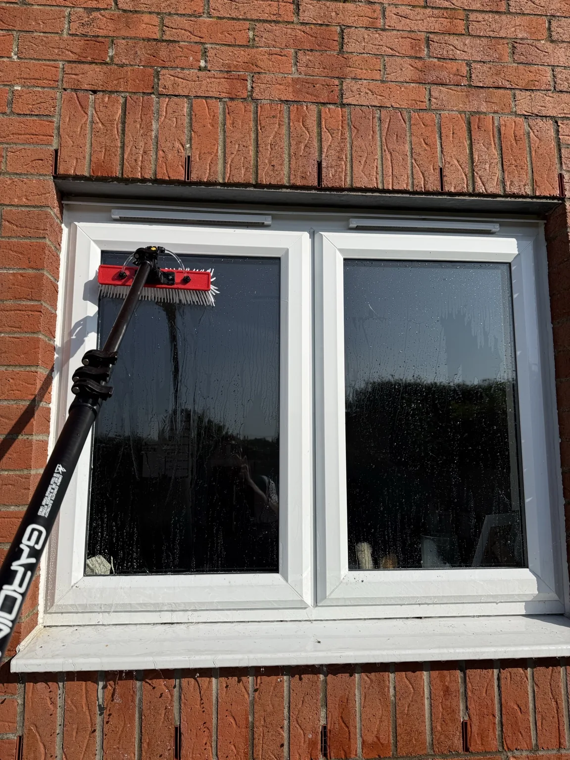 Water fed pole window cleaning in Dumfries by Dumfries Bin Blasters